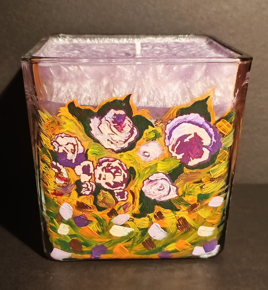 Roses · Collectible 1/1 Hand-Painted Functional Candle