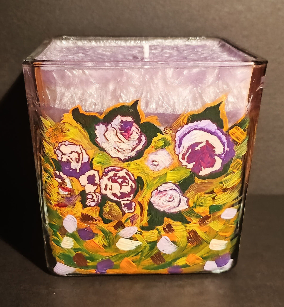 Roses · Collectible 1/1 Hand-Painted Functional Candle