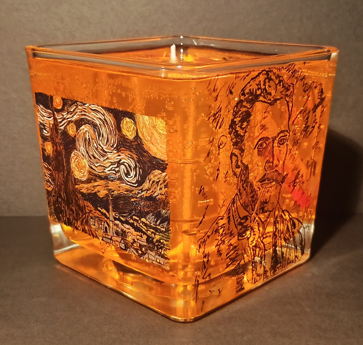 The Starry Night - Collectible 1/1 Hand-Painted Functional Candle