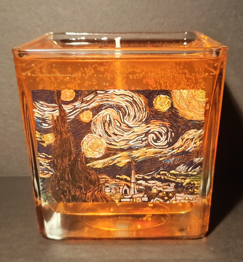 The Starry Night - Collectible 1/1 Hand-Painted Functional Candle